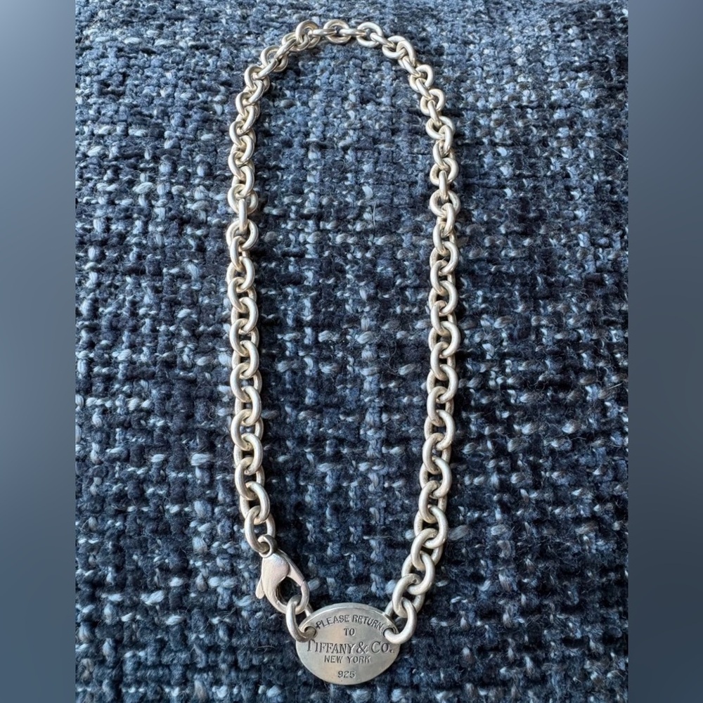 AUTHENTIC!!! Tiffany & Co. Silver Round Tag Link Bracelet - Sterling 925 - Picture 1 of 1